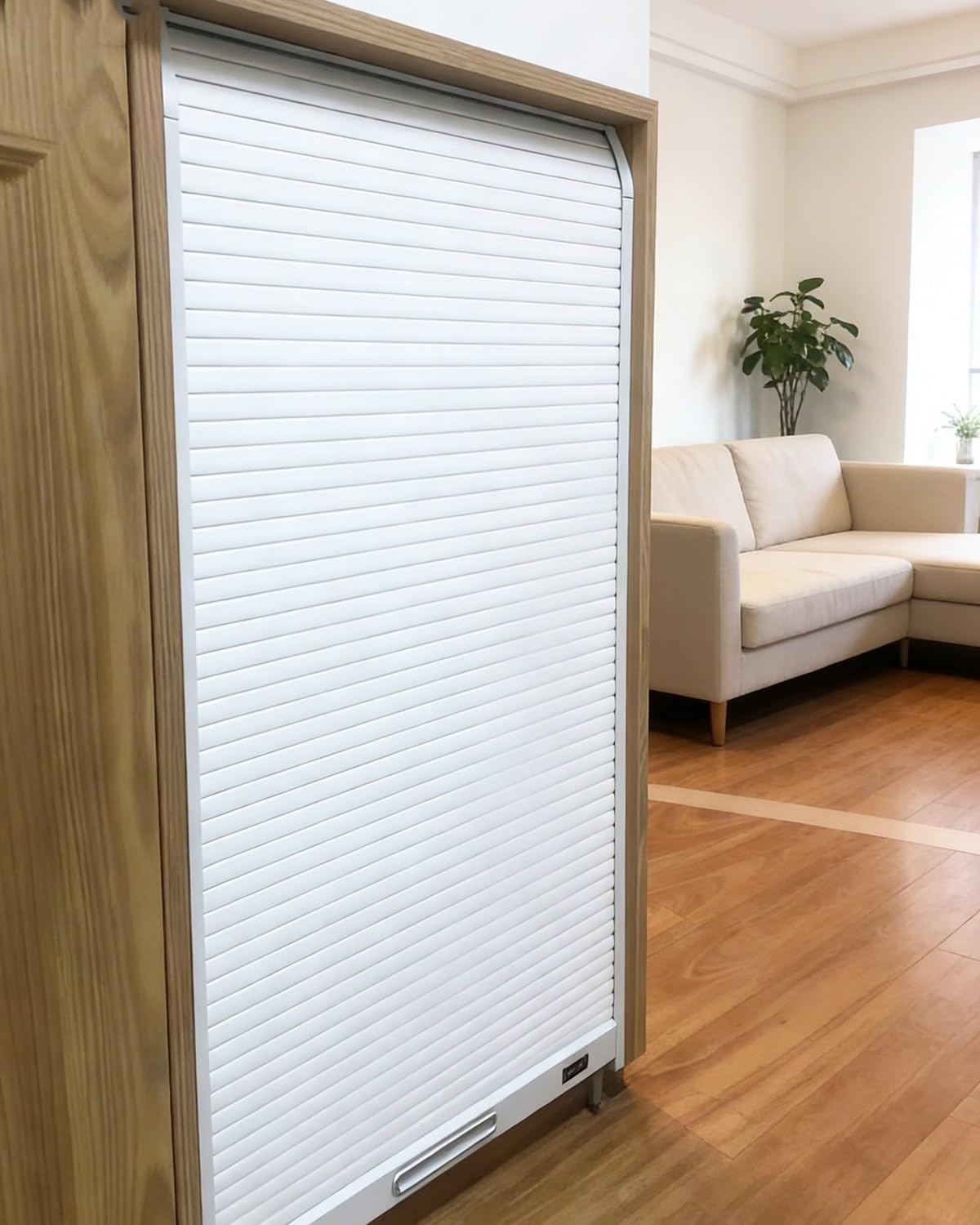 Foelanne White Accordion Folding Door Kit, Tambour Cabinet Door Abs 40X50-120Cm With Handle(40X100cm/16X39in)