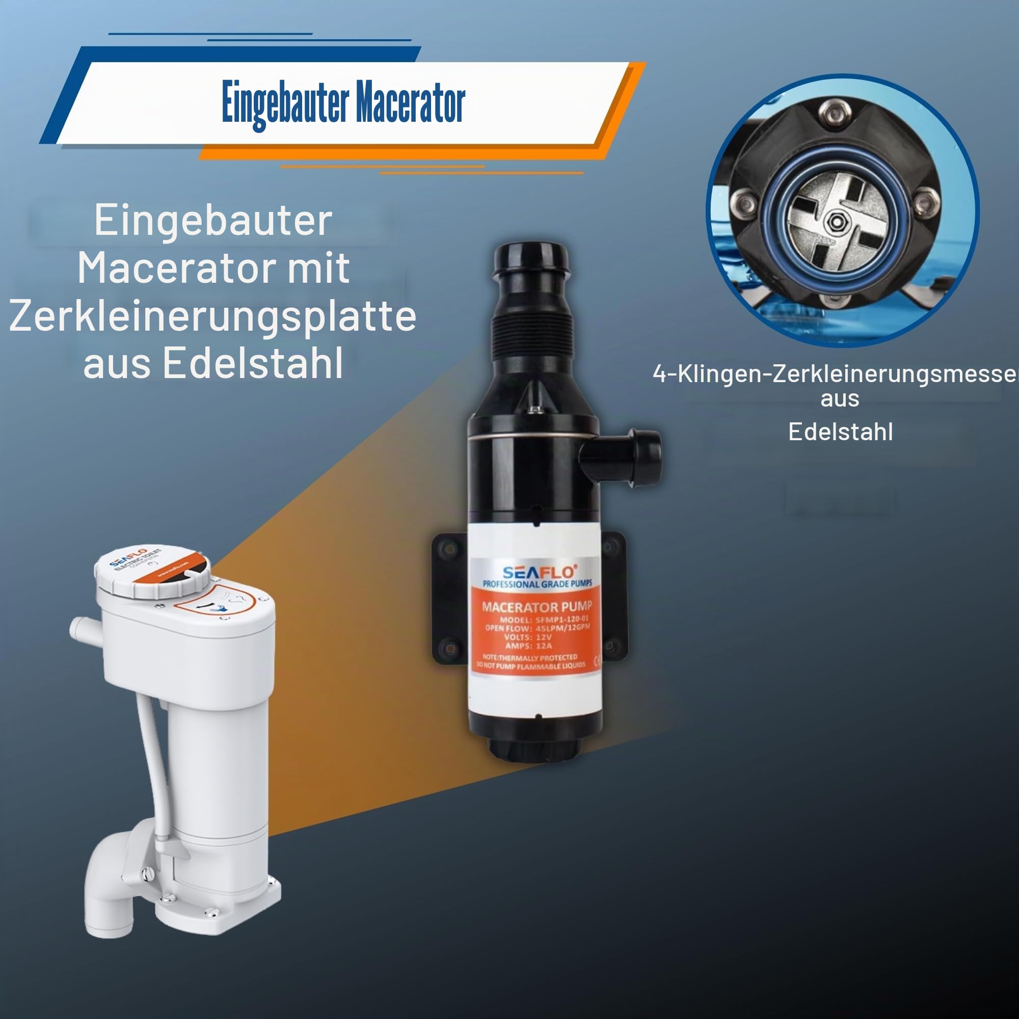 Seaflo Manuell auf elektrische Marine WC-Umrüstsatz, Weiß, SFMTP1-02