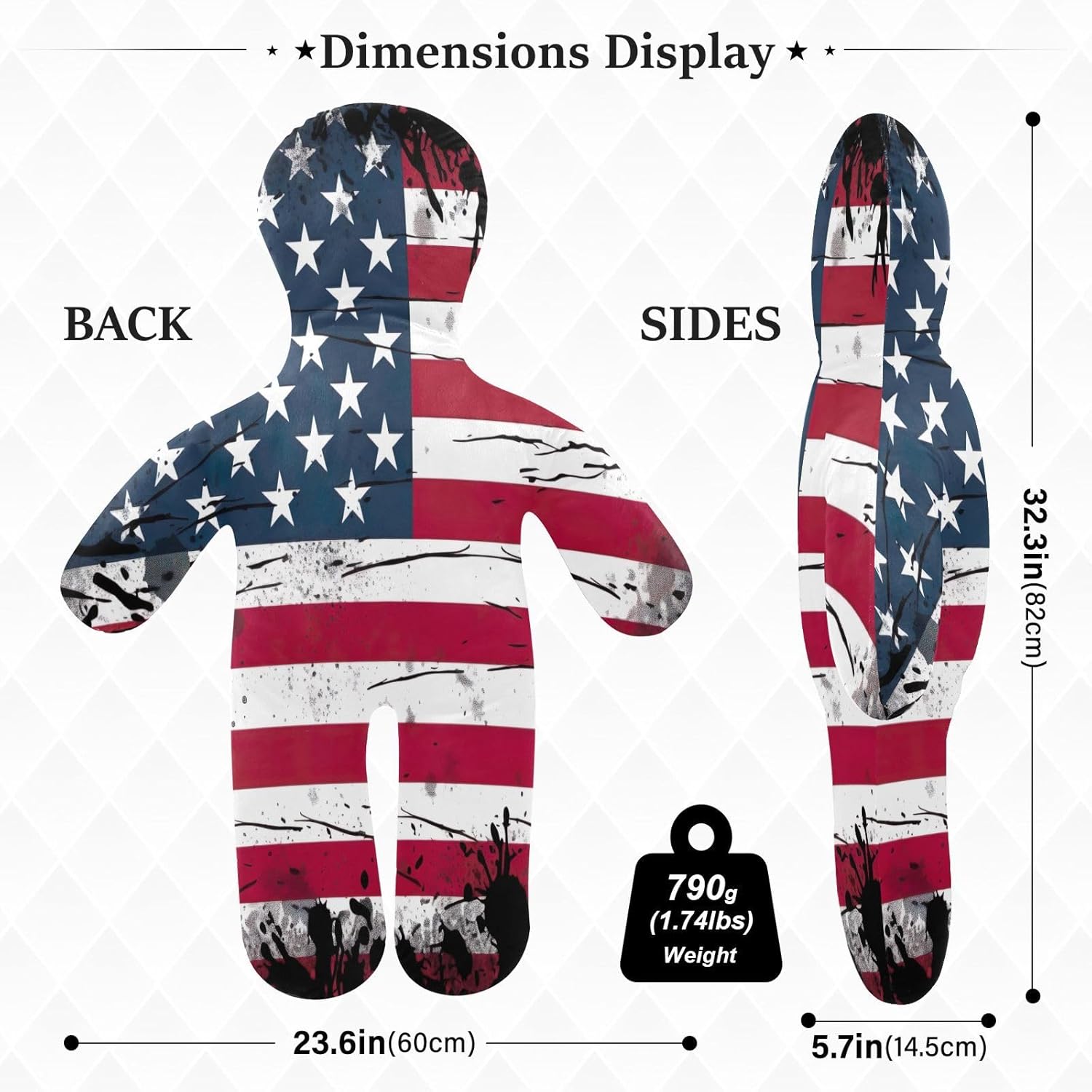 Flag Human-Shaped Pillow Soft Body Pillows Washable Velvet Pillows for Anxiety Relief Sleeping Cuddling & Support