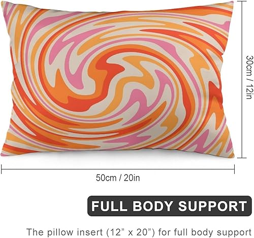 Miniatura 2 de Funda de almohada retro de los años 60, 70 y 80, color rosa, naranja y amarillo, funda de almohada lumbar decorativa de 12 x 20 pulgadas para