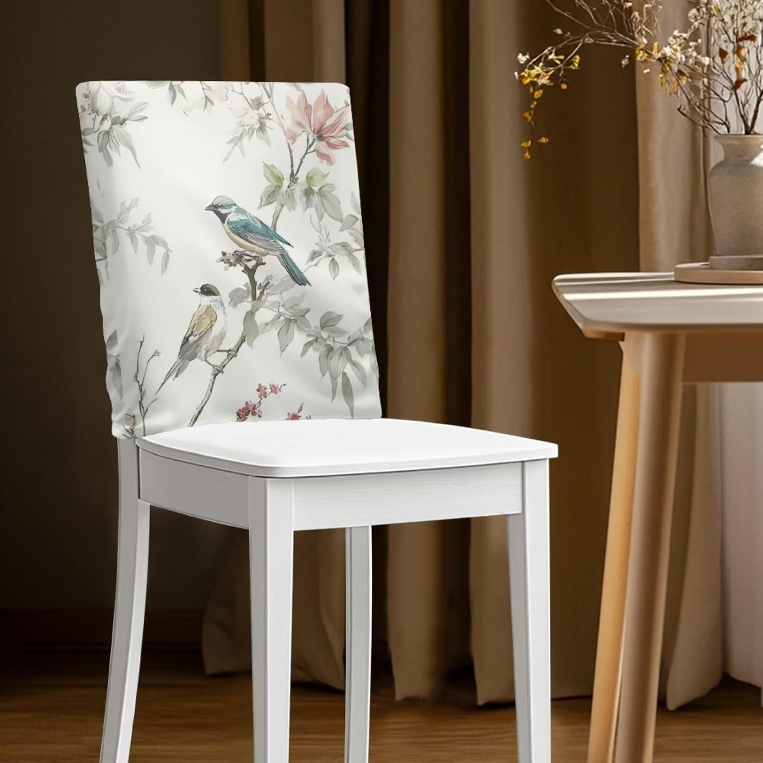 Floral Bird Cover for Chair Back Dining Chair Covers Set of 6 Soft Chairs Back Covers Stretchable High Back Aesthetic Sleeves