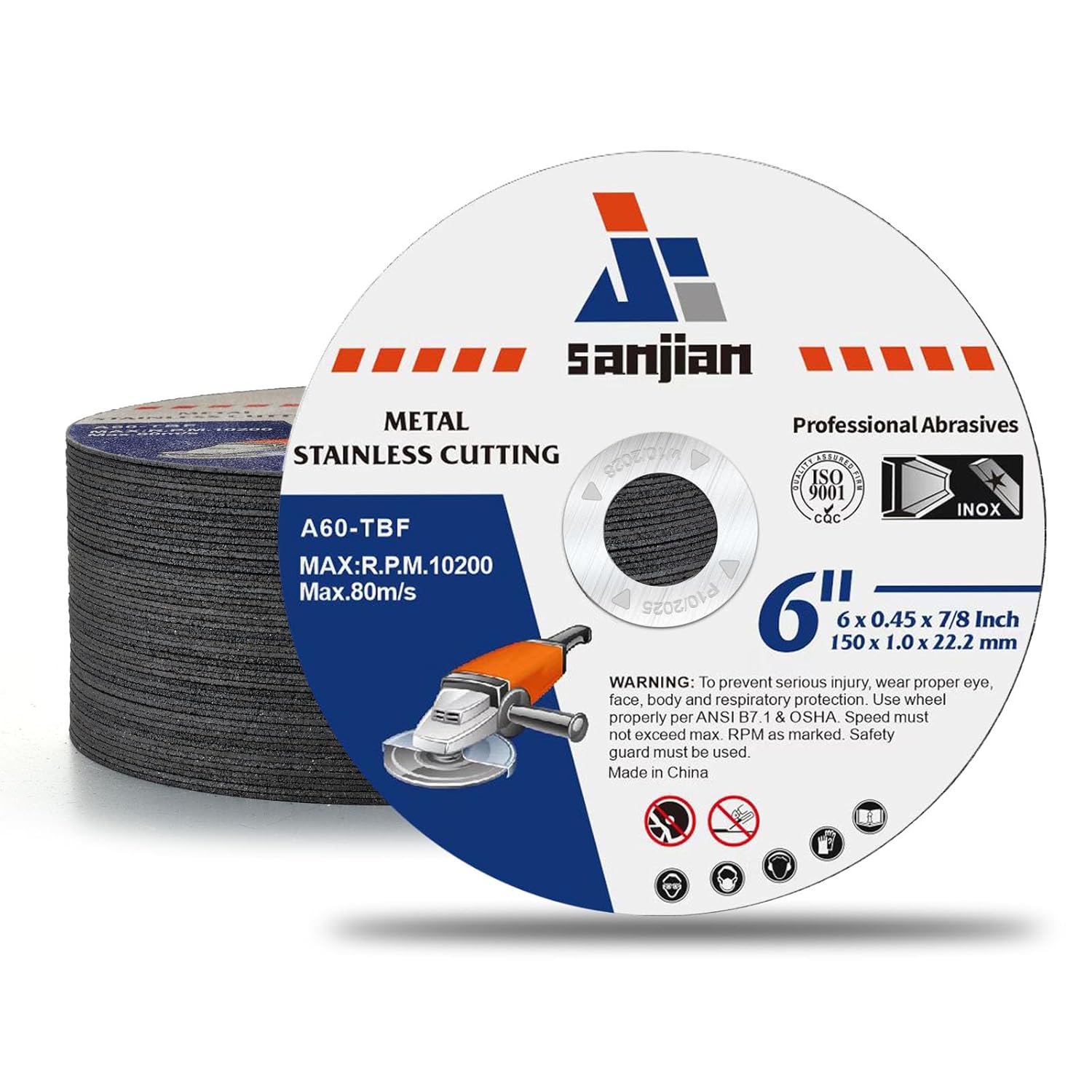 6” Cut Off Wheels for Metal 50 PCS 6 x .045 x 7/8 Inch Cutting Wheels for Angle Grinder, Aluminum Oxide Stainless Steel Cutting Discs 6 in Thin