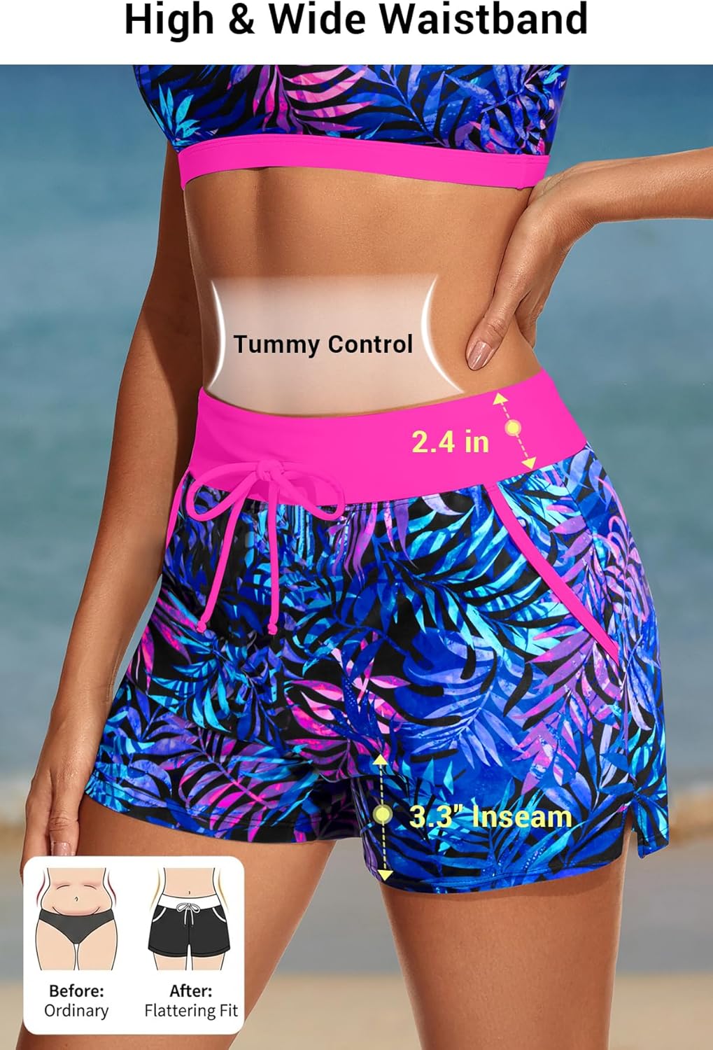 Aqua Eve 3 Piece Tankini Swimsuits for Women - Blouson Bathing Suits Tummy Control Swim Shorts with Sporty Pockets 2026 - Image 5