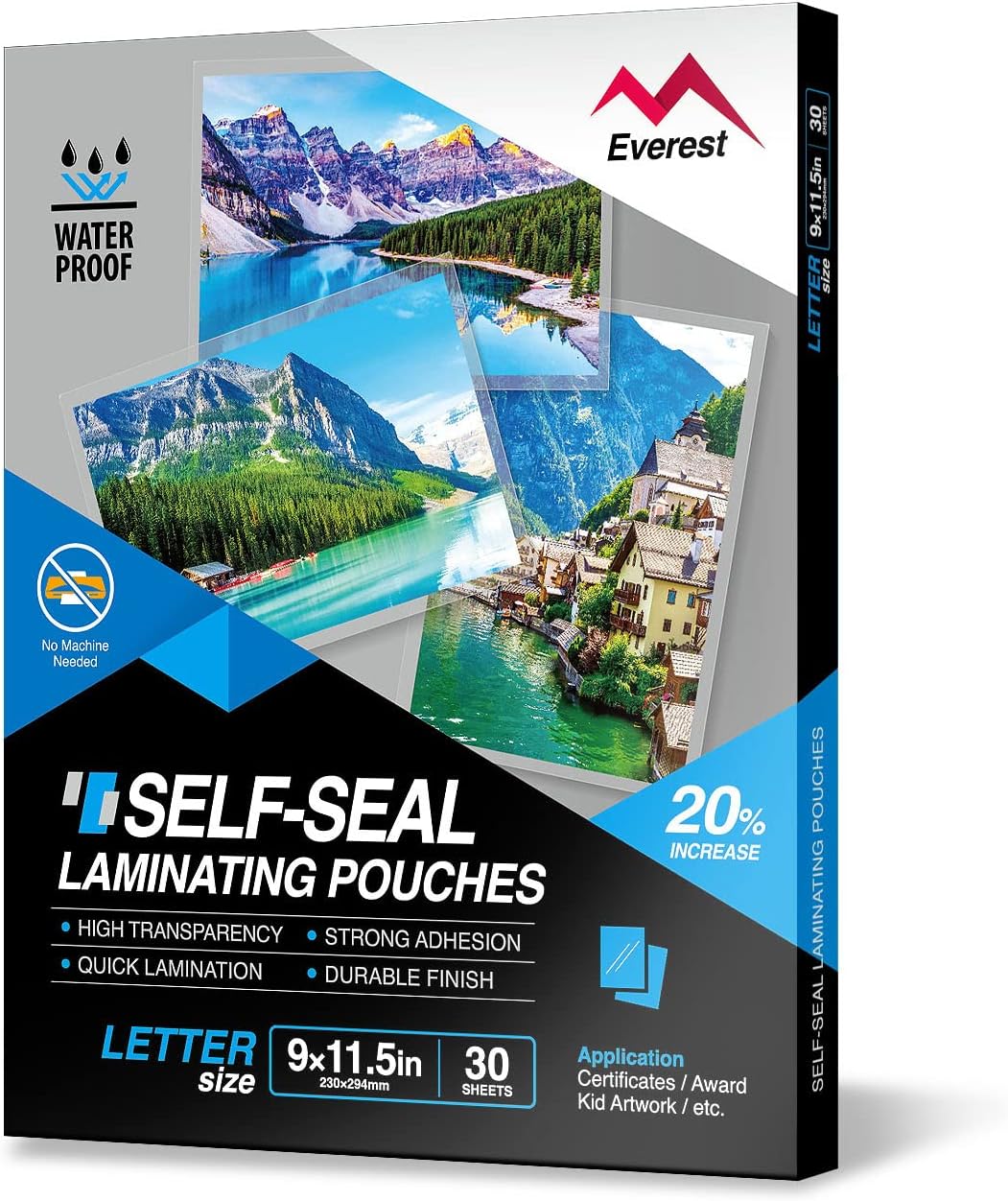 Everest Self-Sealing Waterproof Lamination Pouches (Letter Size)