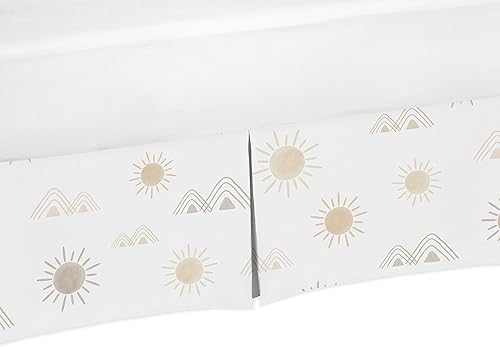 Sweet Jojo Designs Boho Desert Sun Taupe Falda de cama para cuna niño niña bebé guardería polvo volantes neutro bronceado beige marfil dorado crema