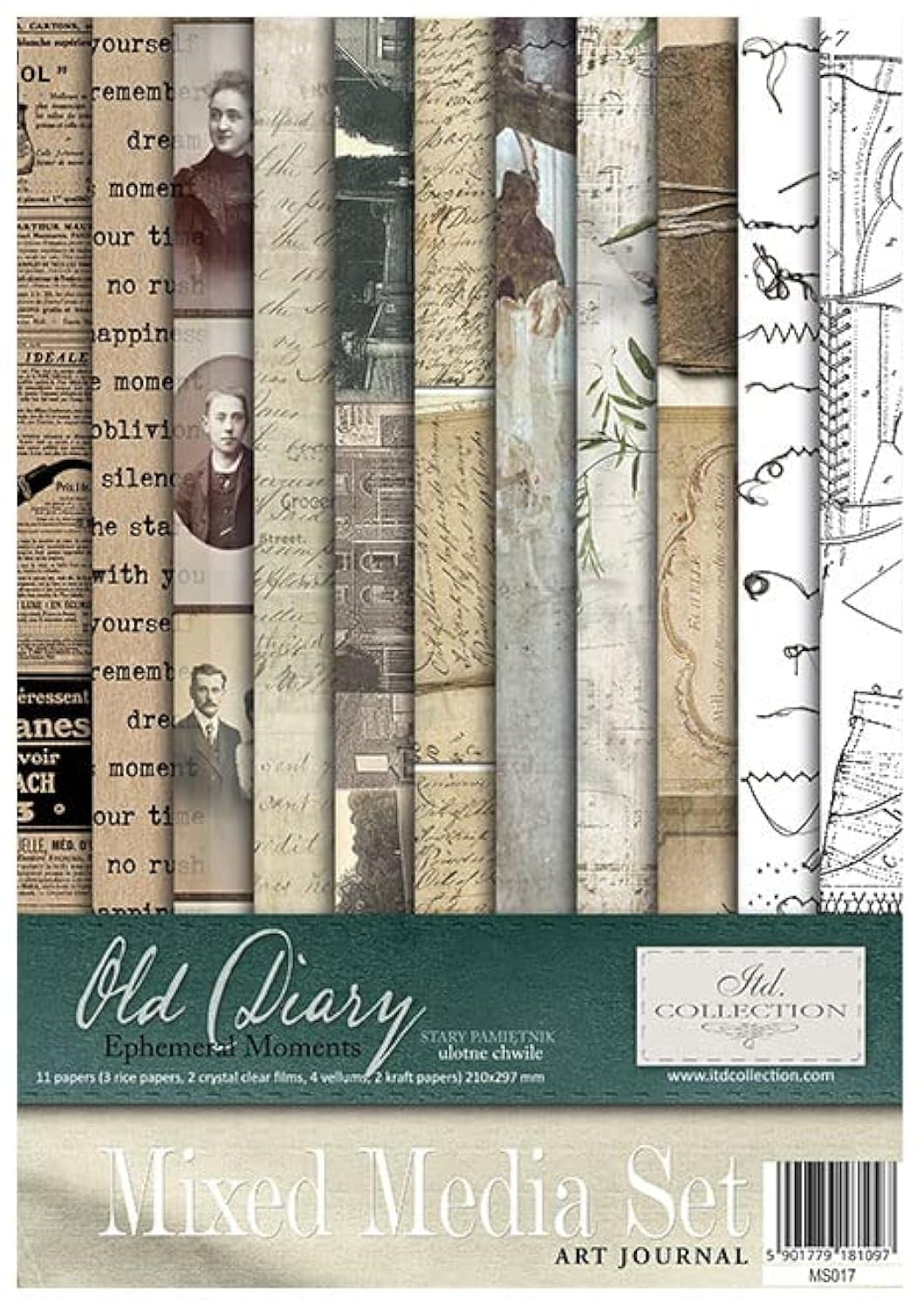 ITD Collection -Scrapbooking Package A4 Accessories Decoupage Set Scrapbook Paper Set with Parchment Paper Size 210 x 297 mm (MS017 - HS Code 48021000)