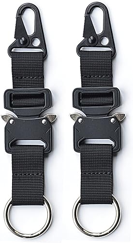 Miniatura 10 de Llavero táctico militar para hombres, mosquetón de liberación rápida, llaveros EDC Gear con anillo de acero inoxidable