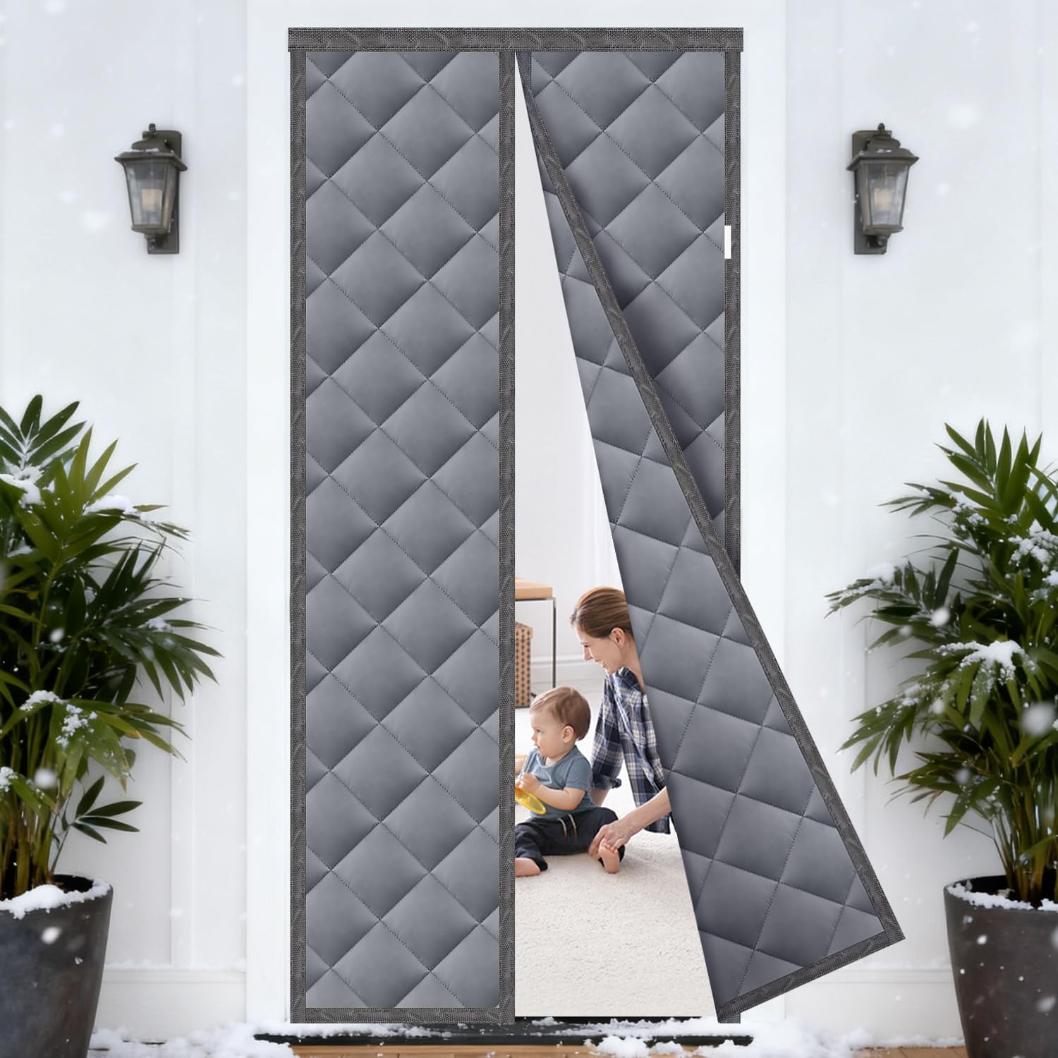 Rideau de porte magnétique coupe-vent et imperméable 90 x 210 cm