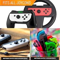 Orzly Nintendo Switch Parti Kiegészítő Szett Kontroller Grip-ekkel, Verseny Kormányokkal, Tánc Csuklópántokkal és Tenisz Ütőkkel - 16 Parti  3