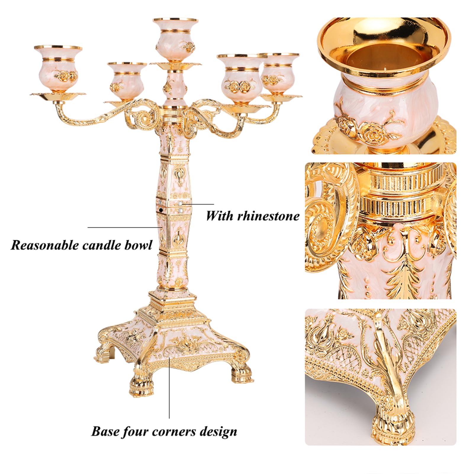 5 Candelabra di Candele, Portacandele in Metallo in Stile Europeo Candelabra di Lusso Decorazione da Tavolo per La Festa di Natale