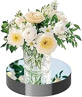 LUDEOU 20 Pack 8 Inch Acrylic Round Mirror Centerpieces - Shatterproof Table Trays for Wedding, Christmas, Party Decor & Candle Holders