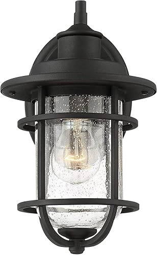 Miniatura 5 de John Timberland Markham - Juego de 2 lámparas de pared modernas para exteriores, color negro texturizado, 10 1/2 pulgadas, farol transparente de