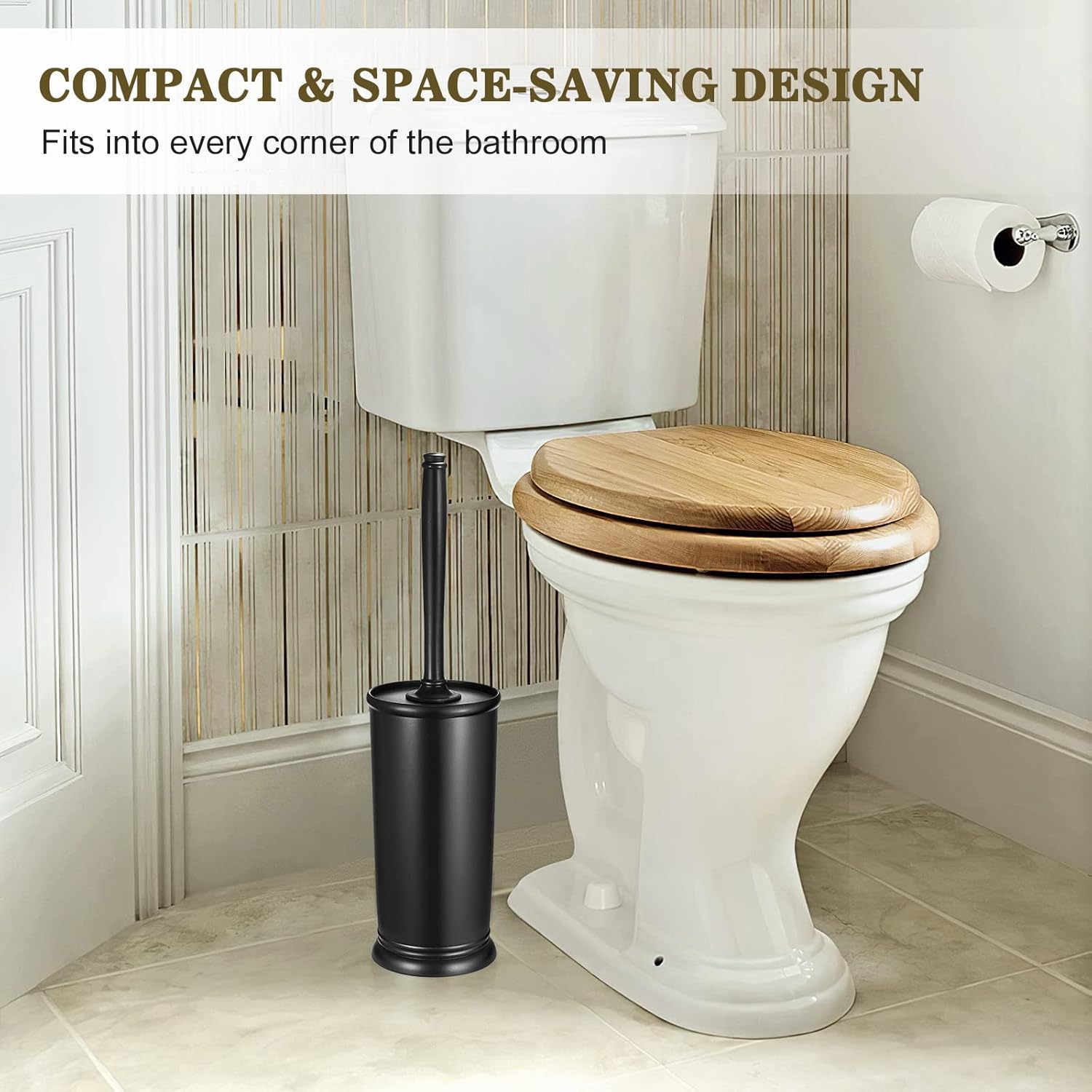 Toilet Bowl Brush Holder Set: Bathroom Deep Cleaning Toilet Scrubber Rim Cleaner with Caddy for Restroom Rv - Hidden Modern Elegant Toilet Clean Decorative Accessories - Black : Home & Kitchen