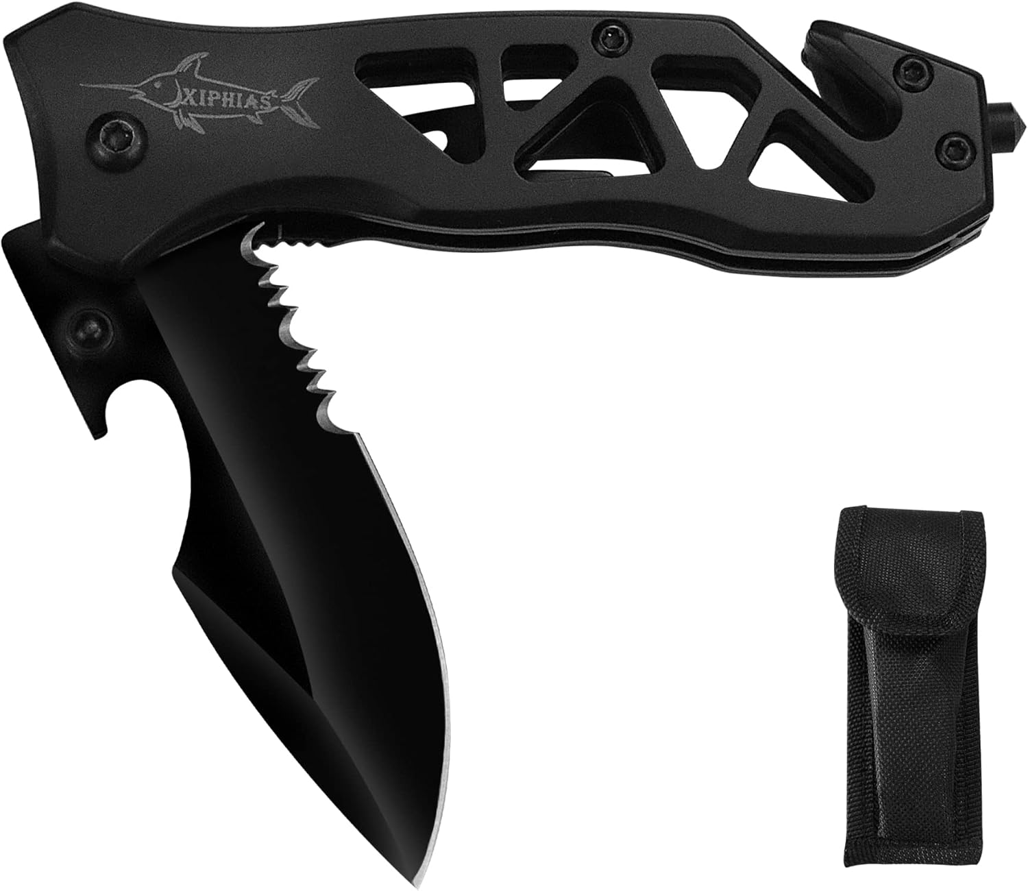 Father‘s Day Mother‘s Day & Birthday Gift for Him Her - XIPHIAS Tactical Folding Knife for Husband, Boyfriend, Father, Wife, Girlfriend, Mom - D2 Steel Blade, Glass Breaker/Bottle Opener/Rope Cutter, Multifunctional EDC Survival Tool for Camping, Hiking, Fishing - XK051-D2