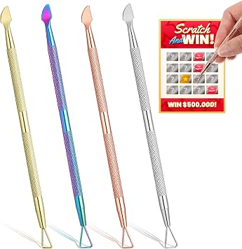 4 Pcs Lottery Ticket Scratcher Tool, Metal Scratch Off Tool with Box Multi-Use Scratcher Label Scraper, for Tickets Stickers Labels Films Pin Numbers On Present Cards