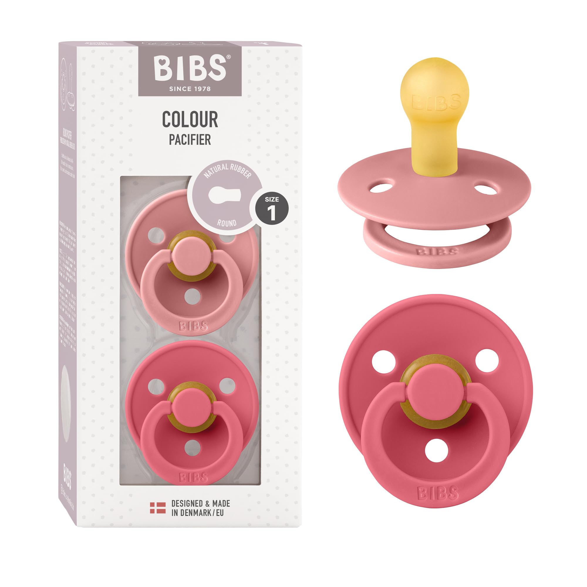 BIBS Colour Paquete de 2 chupetes. Libre de BPA, Tetina redonda. Látex natural, Talla 1 (0-6 meses), Baby Blue/Baby Blue — view 122