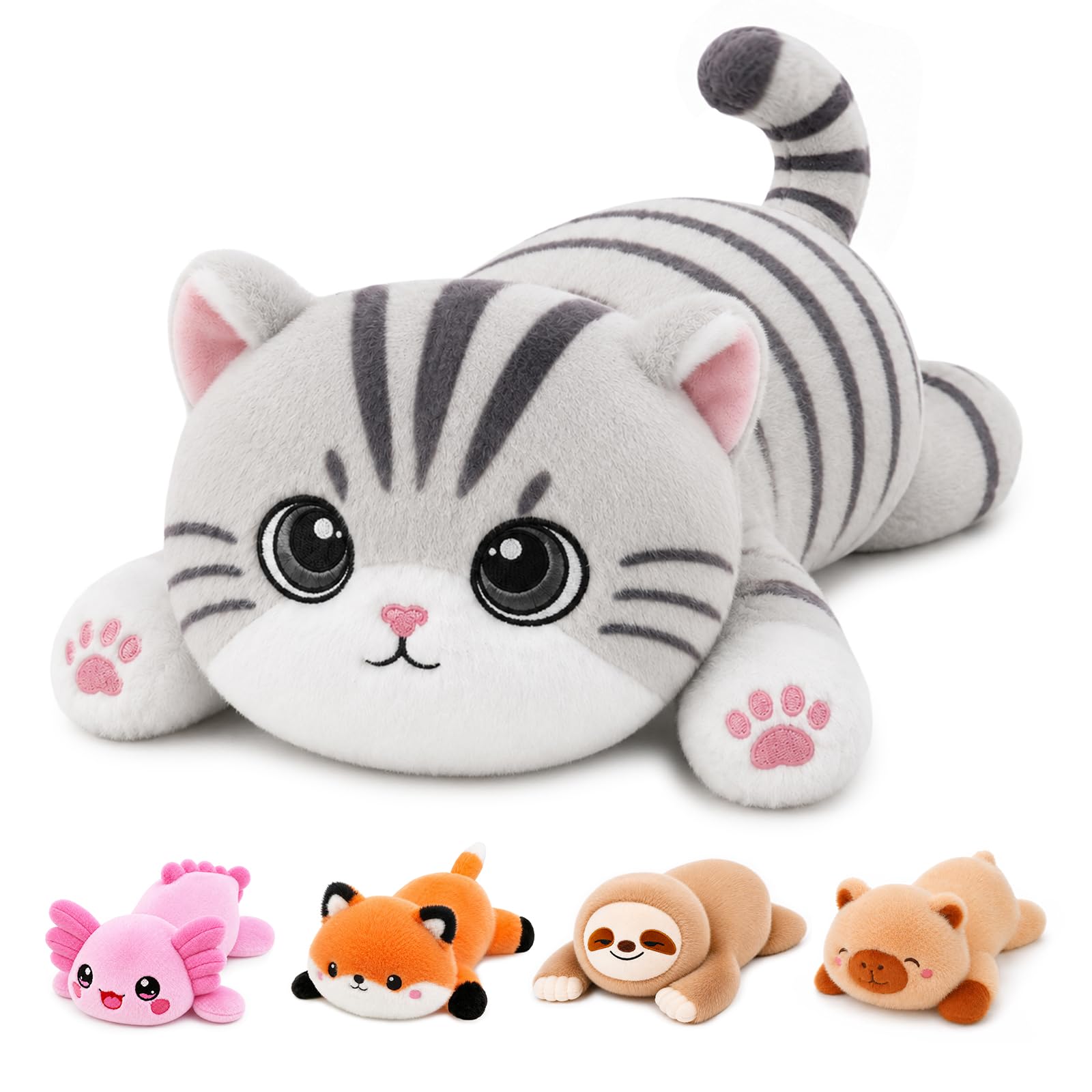 Tabby Cat Weighted Stuffed Animal, Soft Plush Toy Gift(63 cm, 1.63 kg)