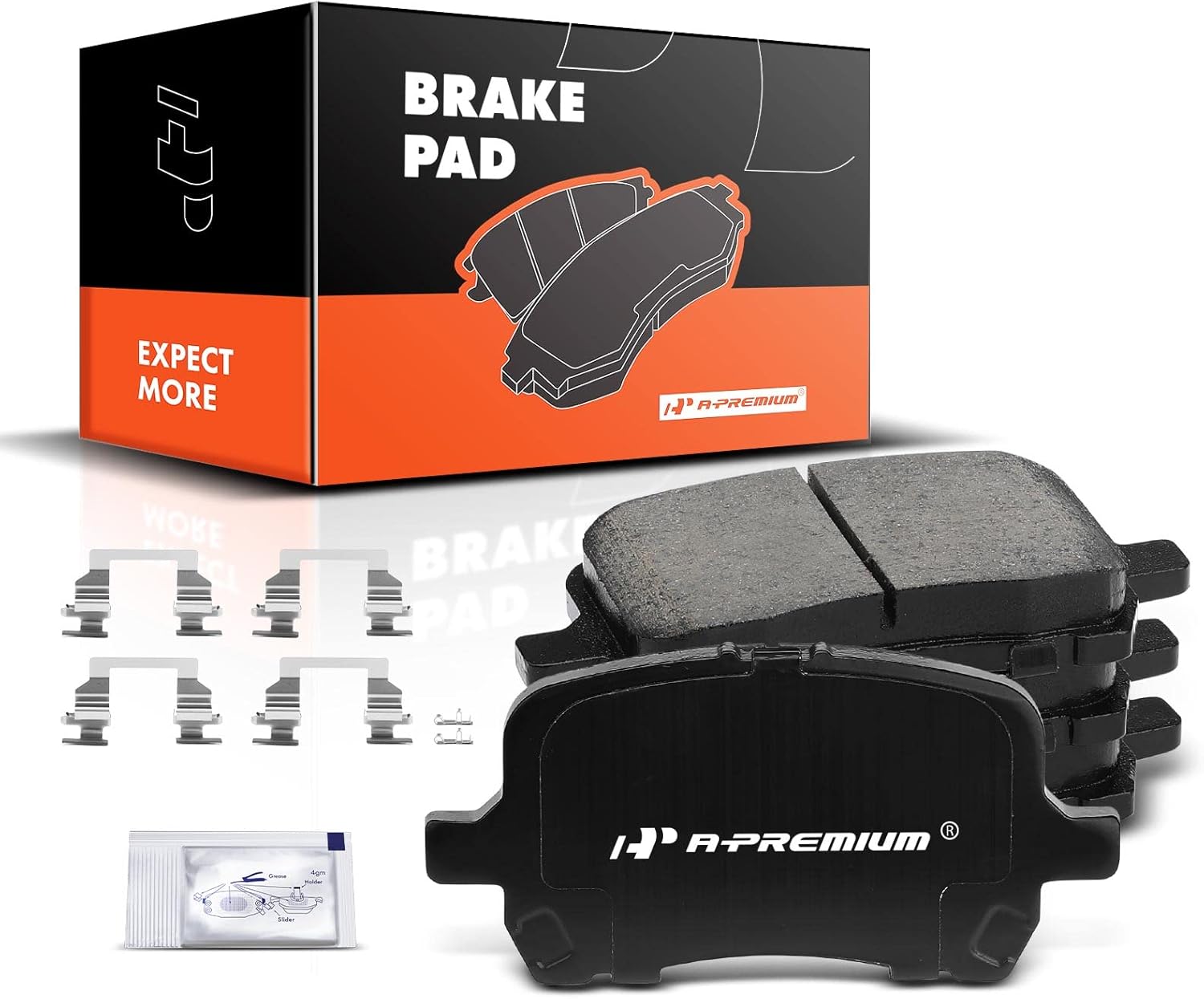 A-Premium Front Ceramic Brake Pads Set Compatible with Chevy, Pontiac and Saturn Models - Cobalt 2008, HHR 2006-2011, Malibu 2004-2012, G5 2007-2009, G6 2006-2010, Aura 2007-2009, 4-Pack