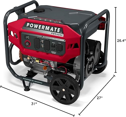 Miniatura 5 de Powermate PM9400E - Generador portátil de marco abierto a gas de 9,400 W, arranque eléctrico silencioso, ideal para el hogar, camping, RV y