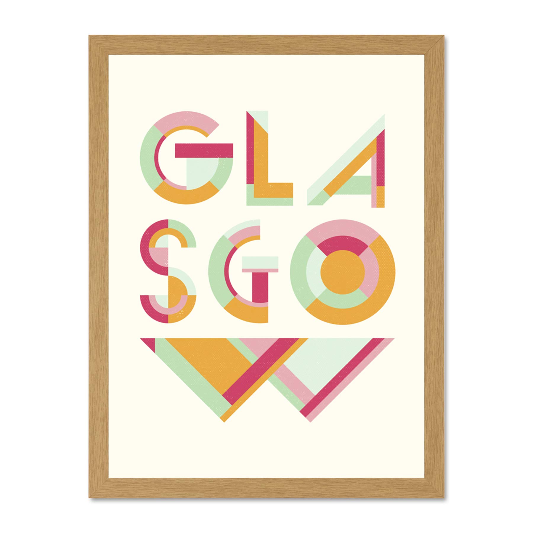 Wee Blue Coo Glasgow Colourful Word Art 18x24 Large Framed Art Print Poster Wall Decor 18x24 inch
