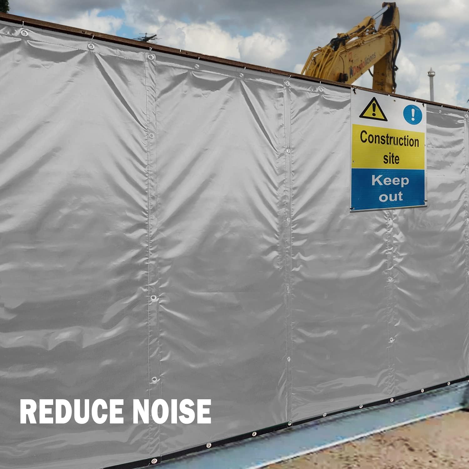 Sound Barrier - Pared insonorizada, para reducir el ruido en sitios de construcción, carreteras, fábricas, campos deportivos, aislamiento acústico, aislamiento acústico, 200 x 100 cm (gris)