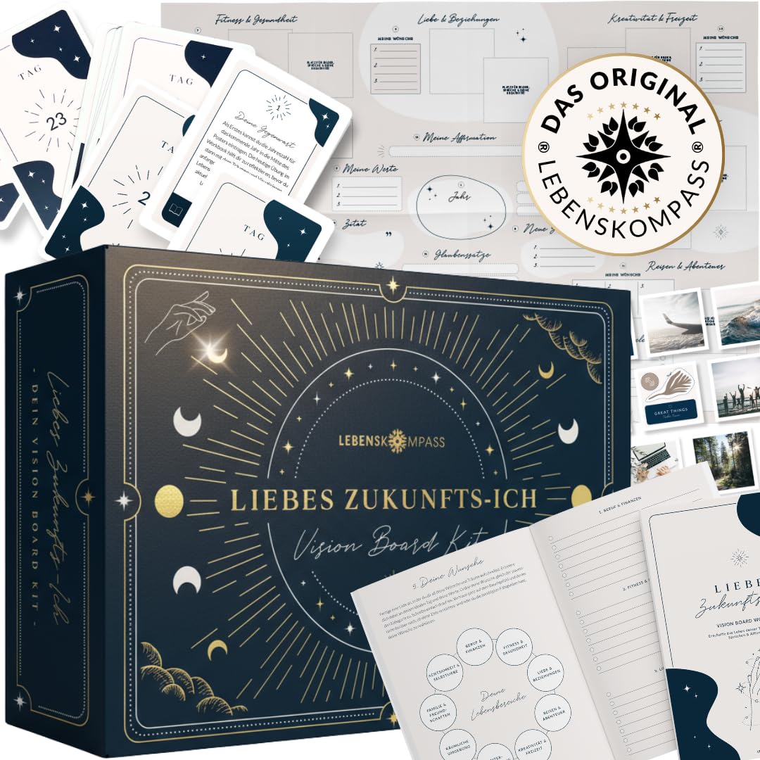 Vision Board Set 2026 DAS ORIGINAL Liebes Zukunfts-Ich von Lebenskompass® Bastel Dein eigenes Visionboard visualisiere das Leben deiner Träume Geschenke für Frauen & Männer