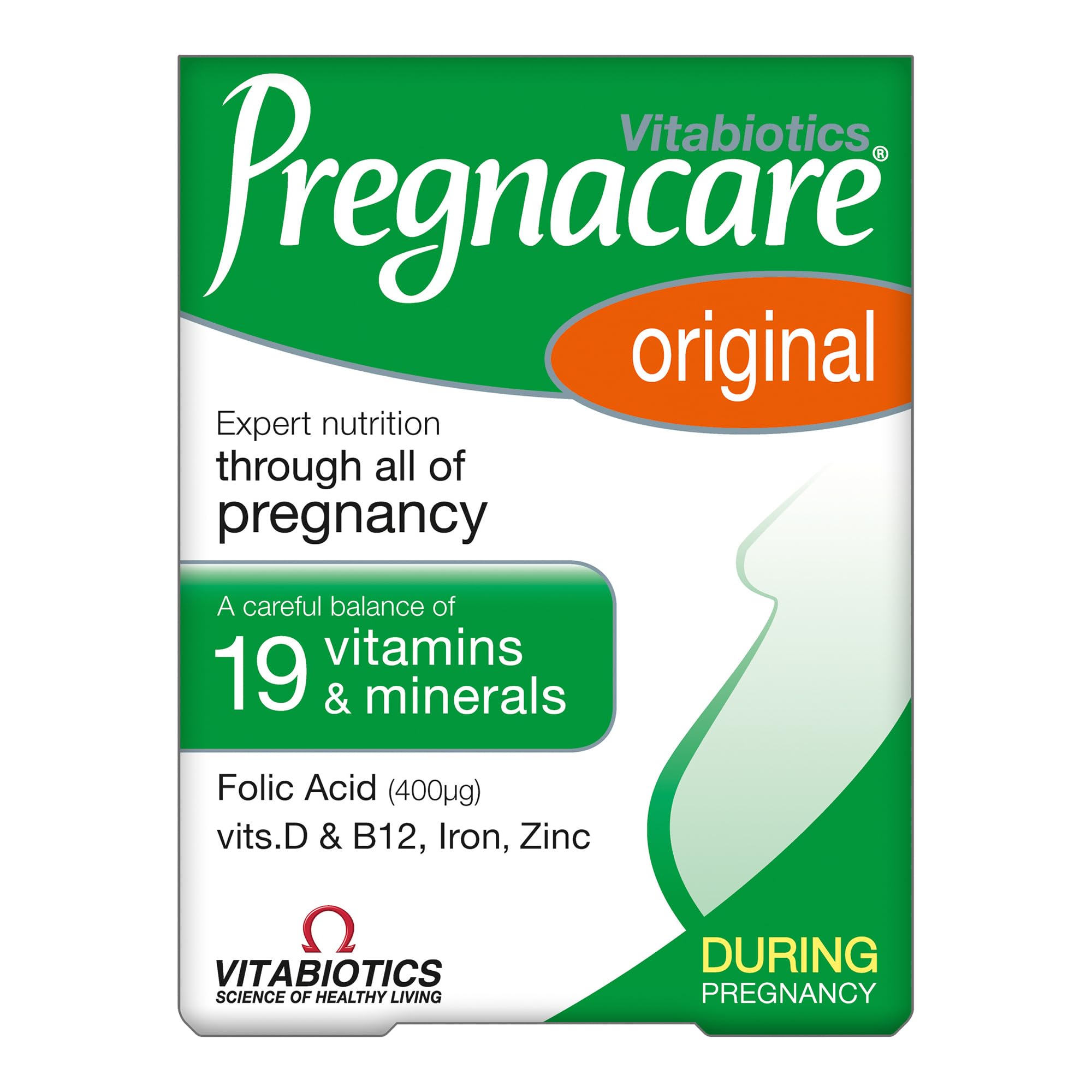 Vitabiotics Pregnacare Original 30 Tablets Pregnancy Multivitamin with 400mcg Folic Acid, Vitamin D & Essential Nutrients, Trusted One-a-Day Support Throughout Pregnancy
