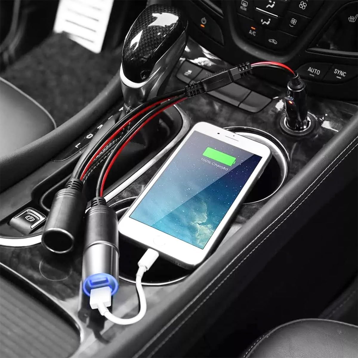 Mandark Car Cigarette Lighter Splitter, 1 to 3 Vehicle Cigarette Lighter Splitter Adapter Power Charger Port, 12V/24V Female Socket Plug Extension Cable, Universal for Most Cars