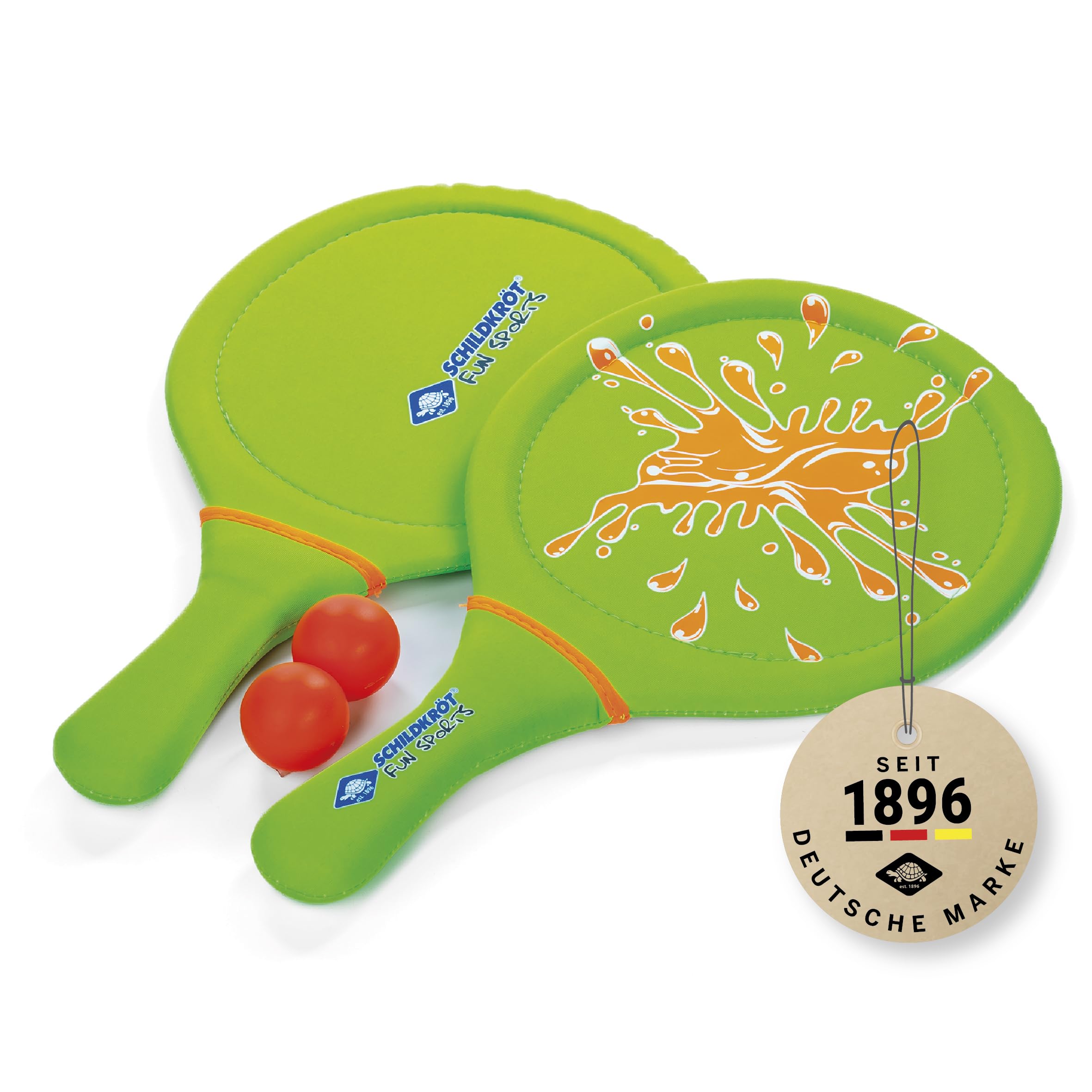 Schildkröt Funsports Neoprene Beach Ball Set, 2 Rackets, 2 Balls, Great Jump & Bounce, Beach and Garden Game for the Whole Family, in a Mesh Bag, 970219