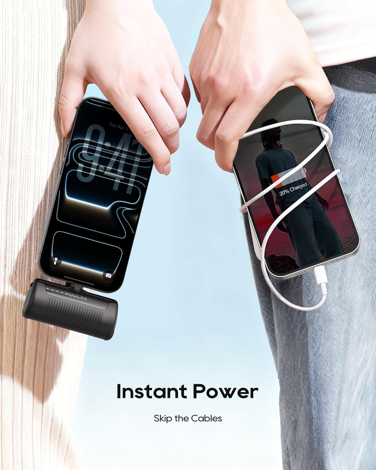 Kuulaa Lot de 2 mini batteries externes 4500 mAh ultra compactes USB C compatibles avec iPhone 17/16, Samsung, Huawei, Xiaomi, etc