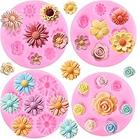 Vista 12 de ZiXiang Moldes de silicona de flores de rosas, molde de fondant de flores de margarita para decoración de pasteles, decoración de cupcakes, caramelo