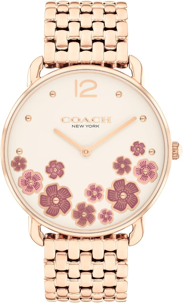 Reloj Elliot 2H de cuarzo para mujer - Brazalete de acero inoxidable de 36 mm - Diseño floral colorido - Moda premium - Regalo para ella