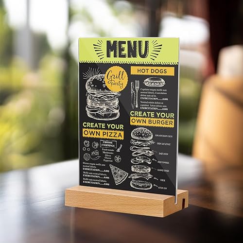 Vista 32 de Lechay Paquete de 3 soportes transparentes de 5 x 7 pulgadas para menús de mesa, soporte de exhibición de escritorio, soporte de papel, soporte