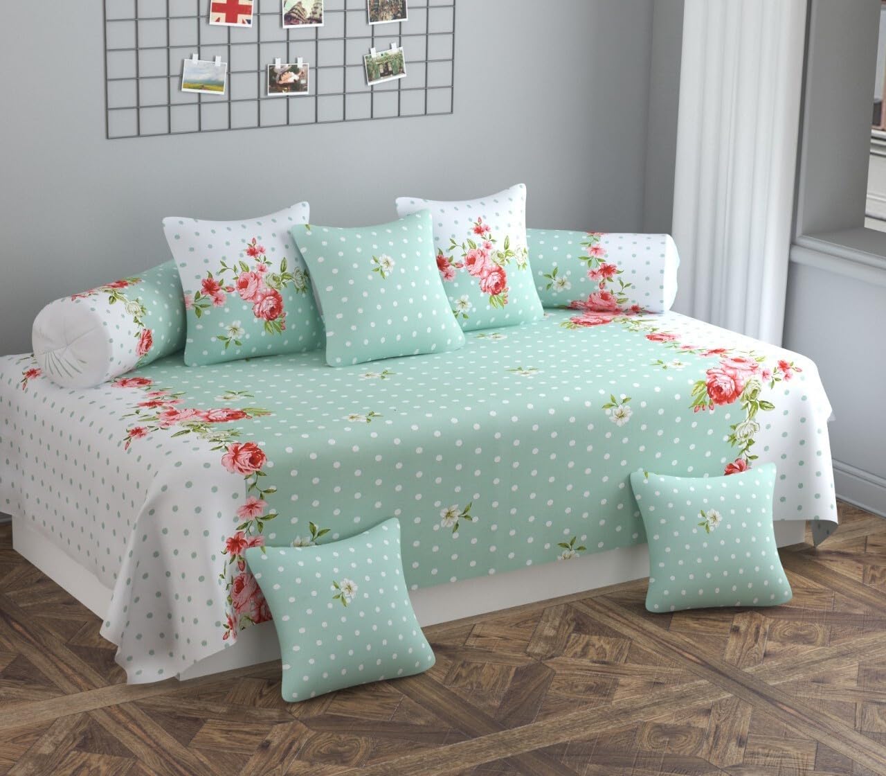 Polycotton Floral Diwan Set (Green)_BZ_tg-dwn-dot-Green-p-picture-21