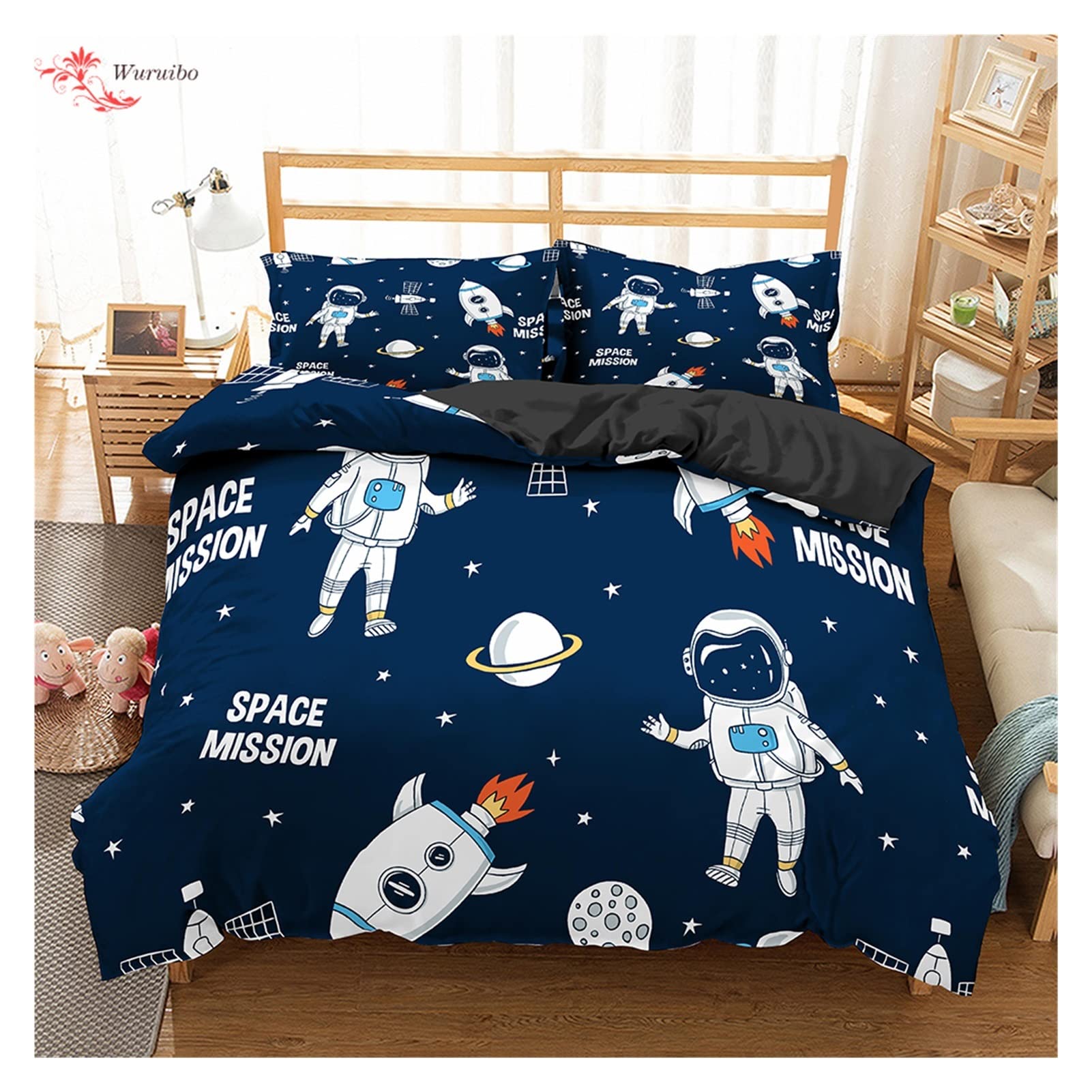 Set di biancheria da letto Set di biancheria da letto for cartoni animati Copripiumino for astronauta dell'aviazione Copripiumino for ragazzi Blue Sky Dream Federa for cuscino doppia singola doppia (