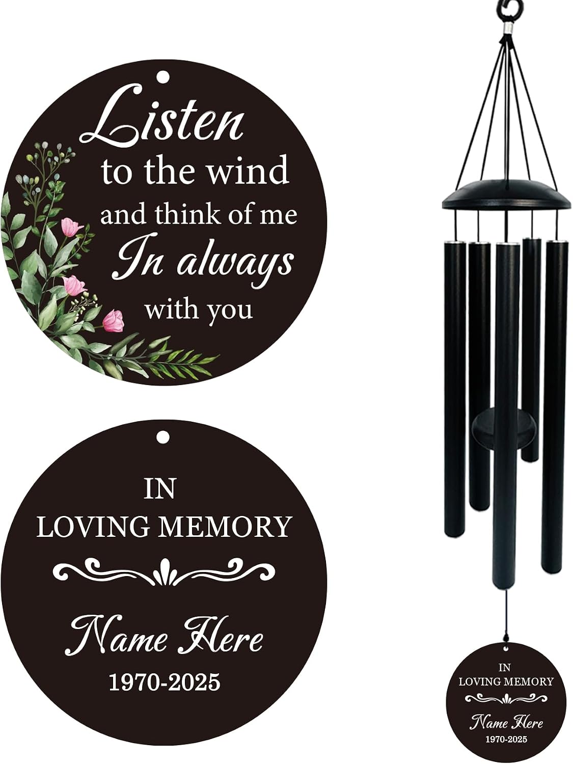 Personalized Memorial Wind Chime, Custom Sympathy Gifts for Loss of Loved One, Bereavement Keepsake, in Memory of Loved One, Thoughtful Memorial Gifts, Sympathy Loss Gift