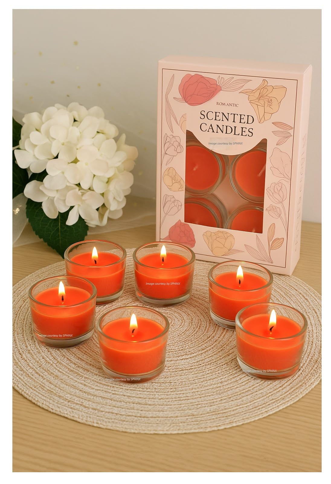 SPHINX Scented Candles Gift Pack,6 Glass Votive Wax Candles Gift Box for Home Decor,Diwali,Christmas,Pooja,Housewarming,Corporate Gifting,Return Gifts,Festival Decoration- (Fruit of Love (Red))