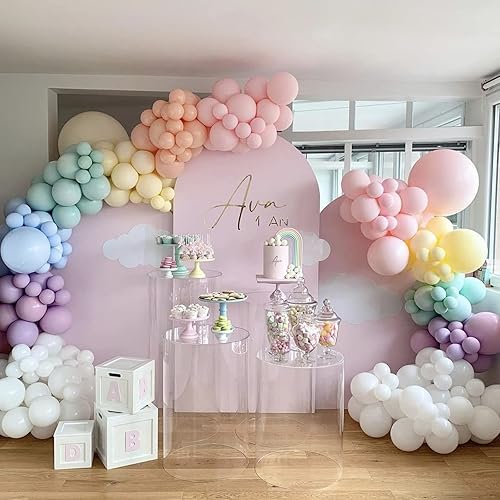 Miniatura 5 de Janinus Kit de guirnalda de globos pastel de unicornio arco iris de macarrón, globos de arco de 5 pulgadas, 12 pulgadas, 18 pulgadas, globos pastel