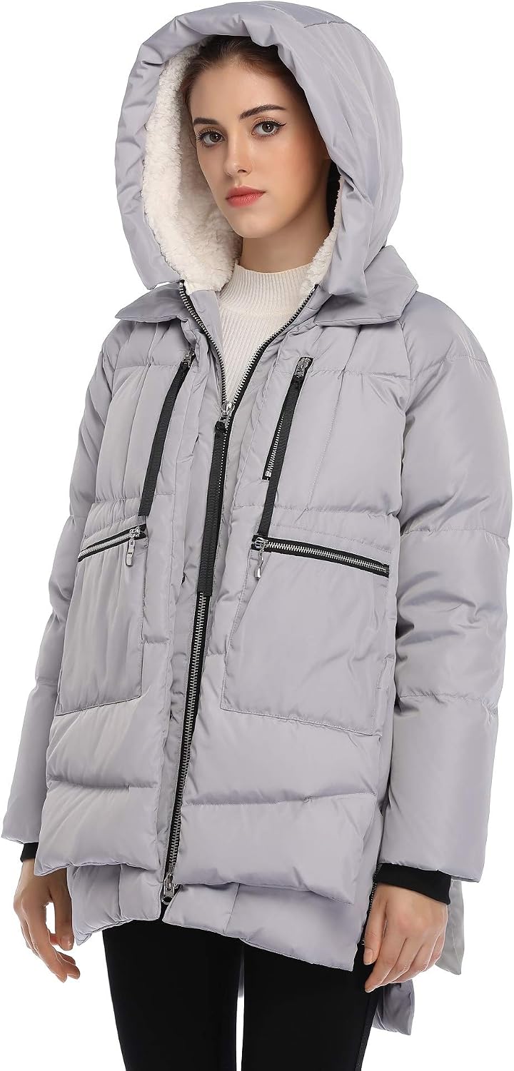 FADSHOW Women's Winter Thickened Down Jackets Long Down Coats Warm Parka with Hood