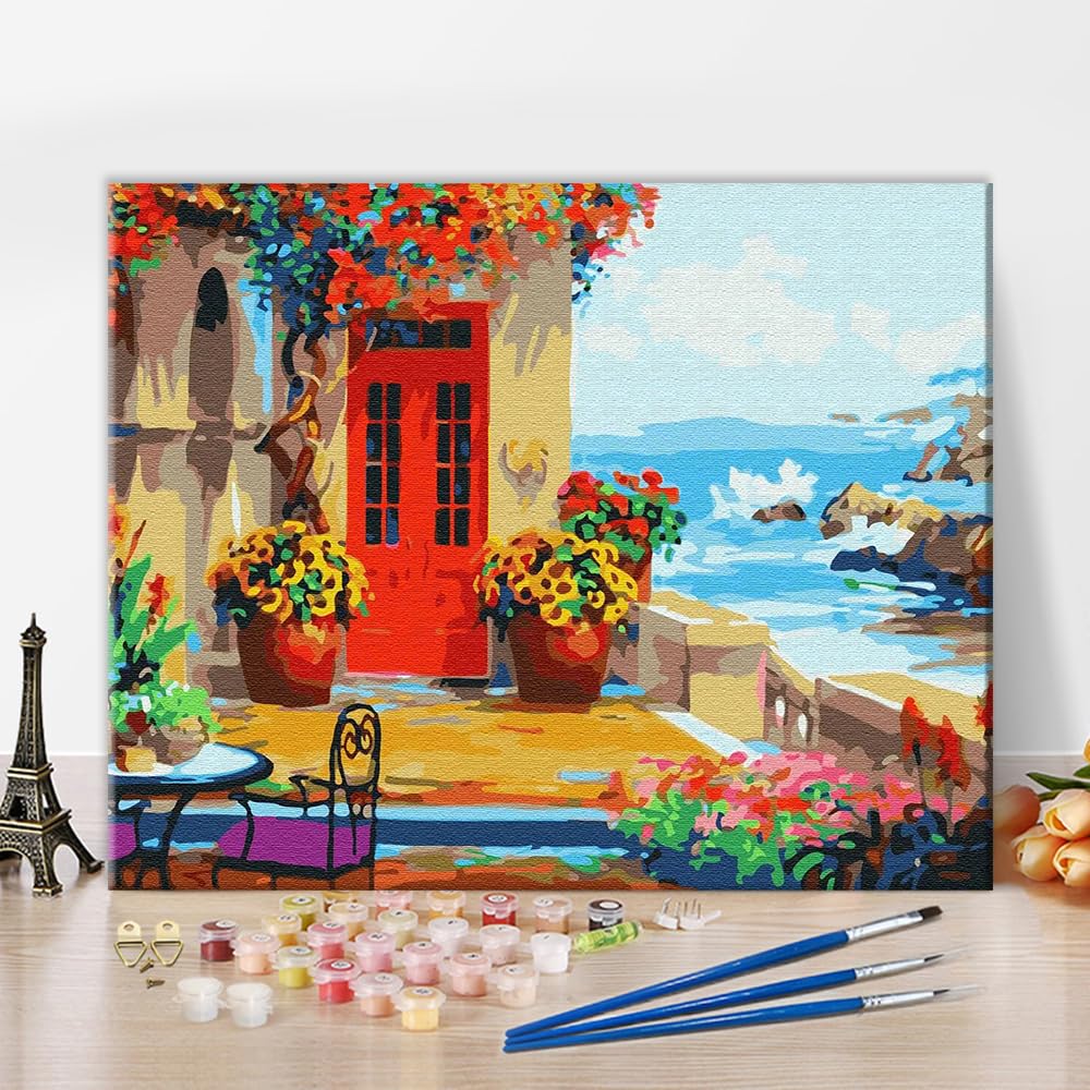 CaptainCrafts Kit Pittura A Numeri Con Cornice 30x50 Cm - Fiori - Dipinti Ad Olio Per Adulti Principianti
