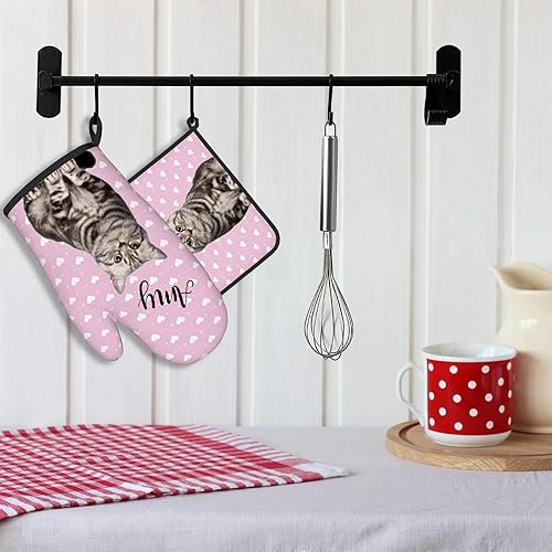 Miniatura 5 de Manoplas de horno personalizadas, soportes para ollas con nombre y foto personalizados, resistentes al calor y al calor, antideslizantes, para
