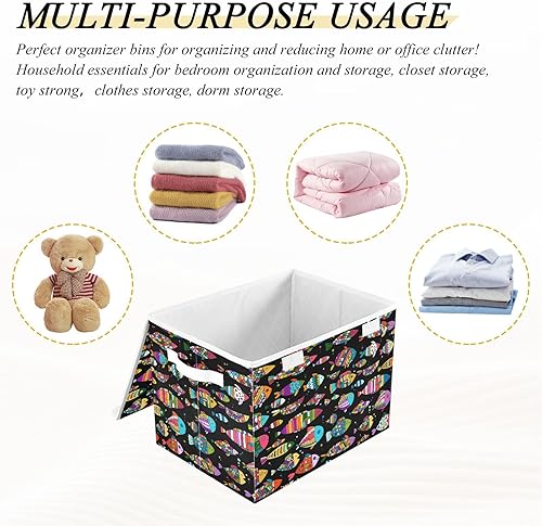 Miniatura 7 de Art Fish Foldable Storage Bins Bags for Clothes Fabric Storage Container Organizers with Reinforced Handle Closet Organizers for Living Room Office