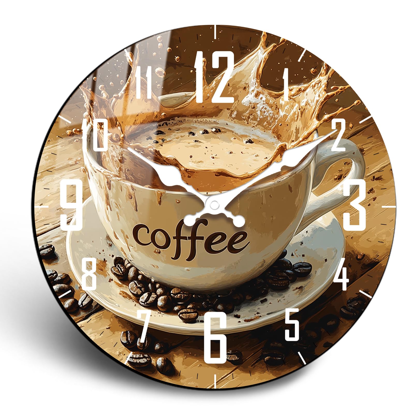 Horloge murale à quartz silencieuse style ferme rétro 30,5cm sans tic-tac en bois