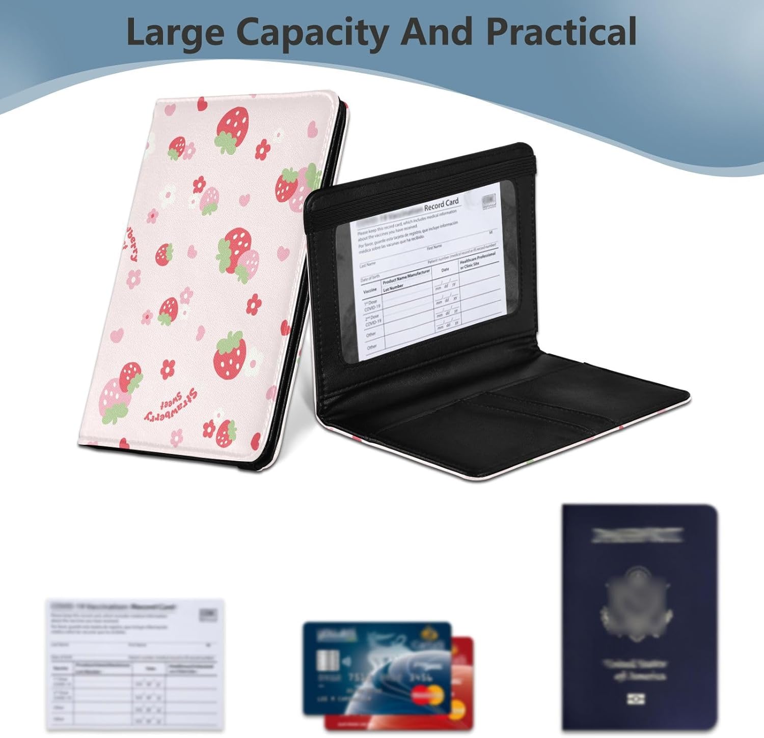 Strawberries Passport Holder Passport Cover for Women Men,Travel Document Organizer Holder Accessories Boy Girl t personalized Passport Wallet - Image 5