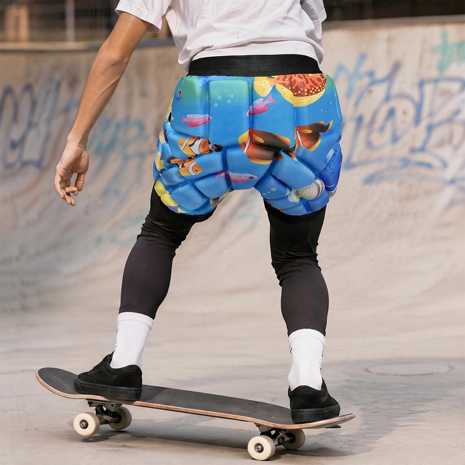 5Pcs Shorty Padded 3D Hip Protection for Skating (Unisex) | Pantaloncini imbottiti con protezione 3D EcoGleam: protezione anca rinforzata, anti-caduta, set 5 pezzi