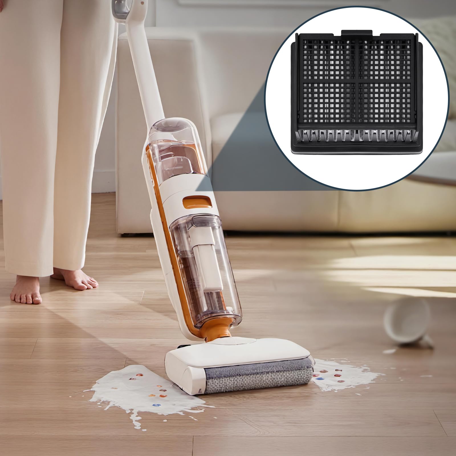 Filtre De Rechange Pour Aspirateur Humide Et Sec, Couvercle De Réservoir D'eau Et De Saleté, Compatible Avec Tineco Floor ONE S5 Combo