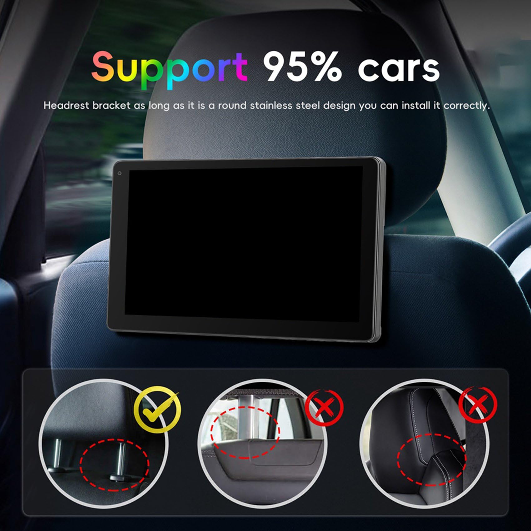 2X Moniteur D'Appuie-Tête de Voiture Multifonction de 9 Pouces pour Siège, Lecteur Vidéo à Écran Tactile IPS avec Carplay Android Auto