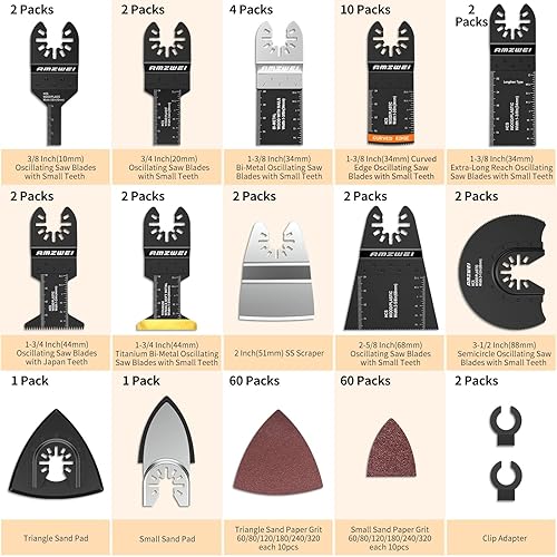 Miniatura 2 de 30 hojas de sierra oscilantes bimetálicas, cuchillas multiherramienta profesionales de borde curvado para madera con clavos, metal, madera,