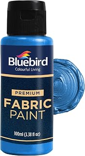 BLUEBIRD Fabric Paint, Midnight Blue, 3.4 Fl Oz, Permanent Fabric Paints for Easter Decor, Clothes, Furniture Upholstery