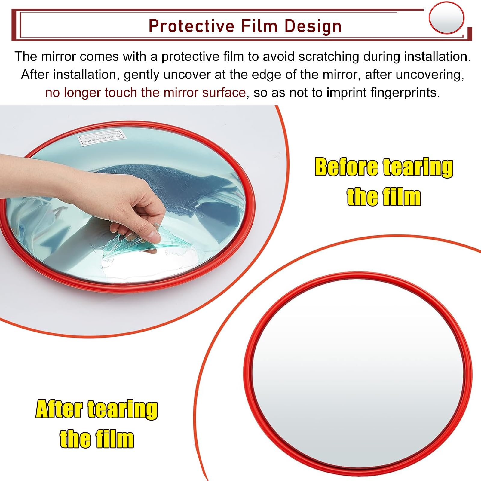 Amazon.com: HDYZJQ Red Black Wide-Angle Convex Mirror, Round Wall